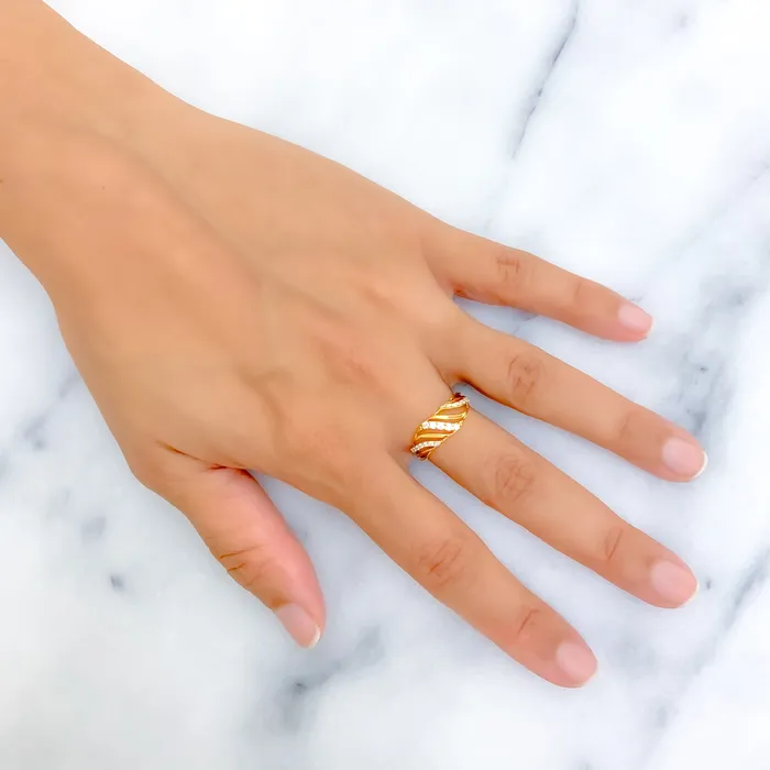 Andaaz Jewelers Fancy Magnificent Wavy 18K Gold Diamond Ring Rings