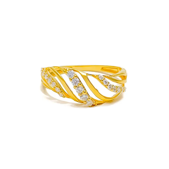 Andaaz Jewelers Fancy Magnificent Wavy 18K Gold Diamond Ring Rings