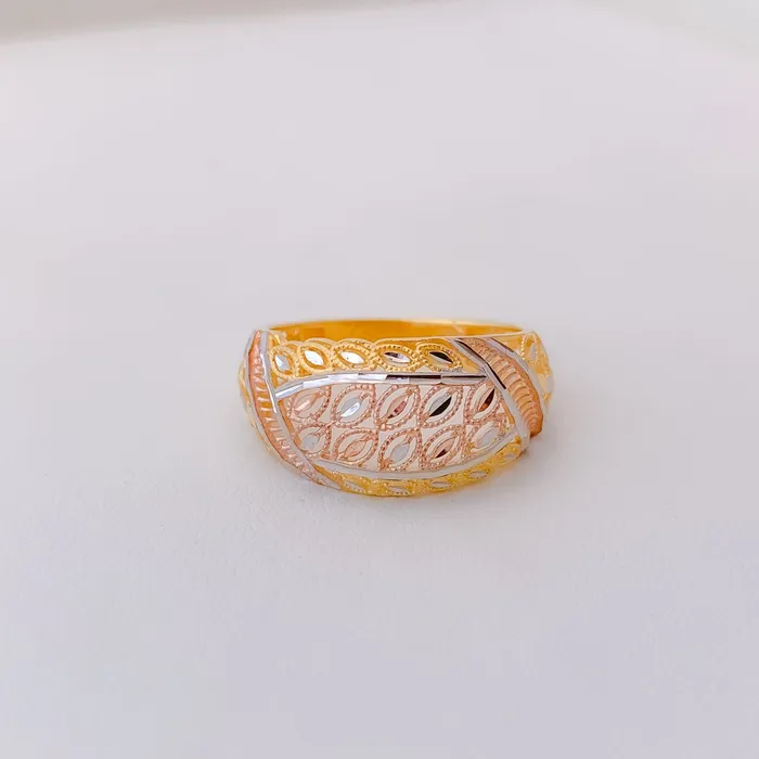 Andaaz Jewelers Modern ThreeTone Floral Ring Rings