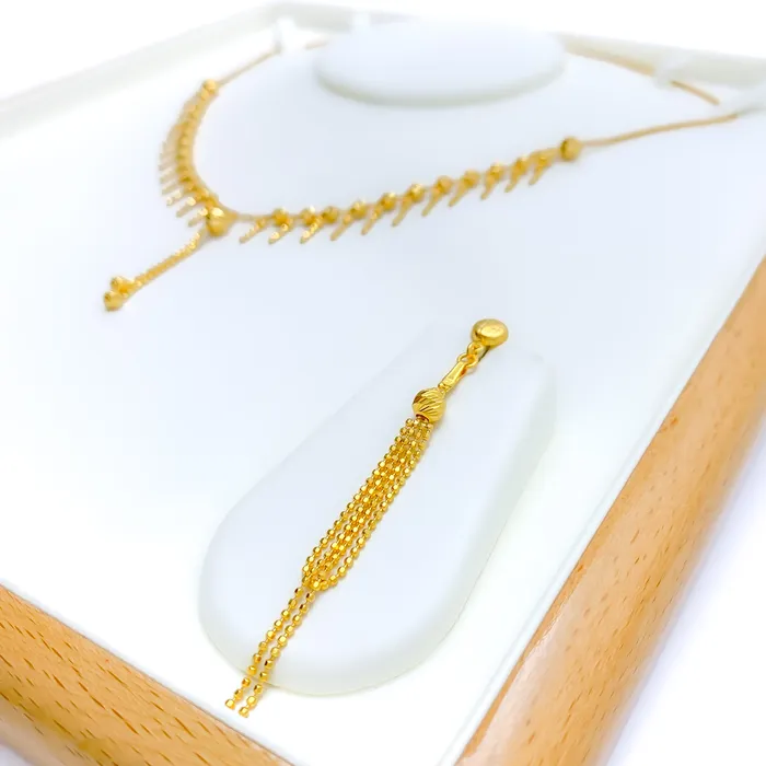 Andaaz Jewelers Necklaces Shiny Sophisticated Chic 22K Gold Necklace Set