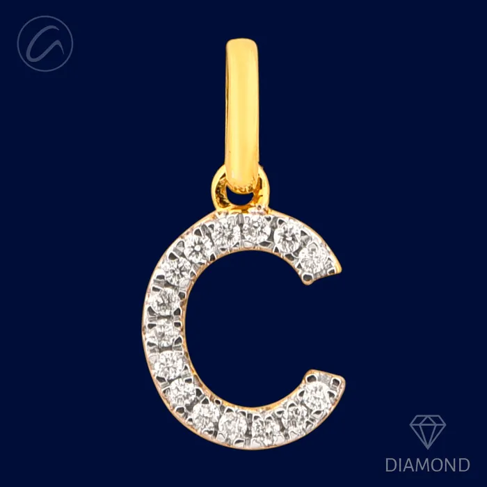 Andaaz Jewelers PreStyled Sets C Diamond Letter 18k Gold Pendant
