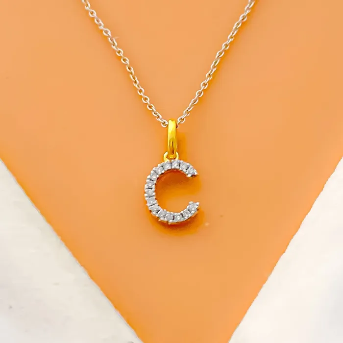 Andaaz Jewelers PreStyled Sets C Diamond Letter 18k Gold Pendant