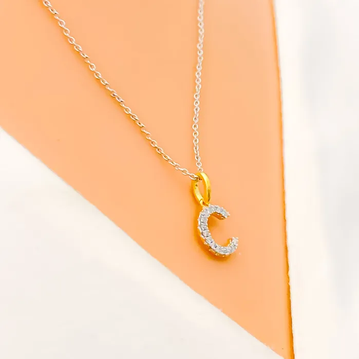 Andaaz Jewelers PreStyled Sets C Diamond Letter 18k Gold Pendant