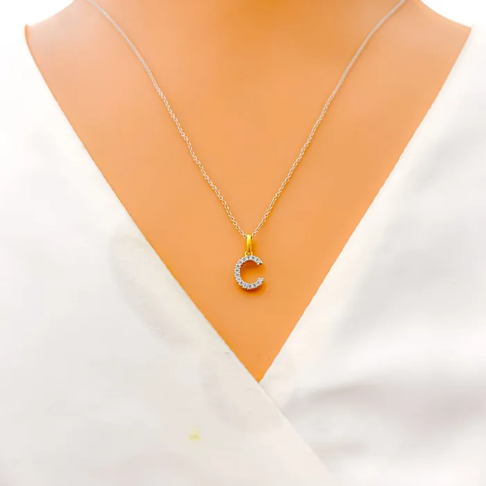 Andaaz Jewelers PreStyled Sets C Diamond Letter 18k Gold Pendant