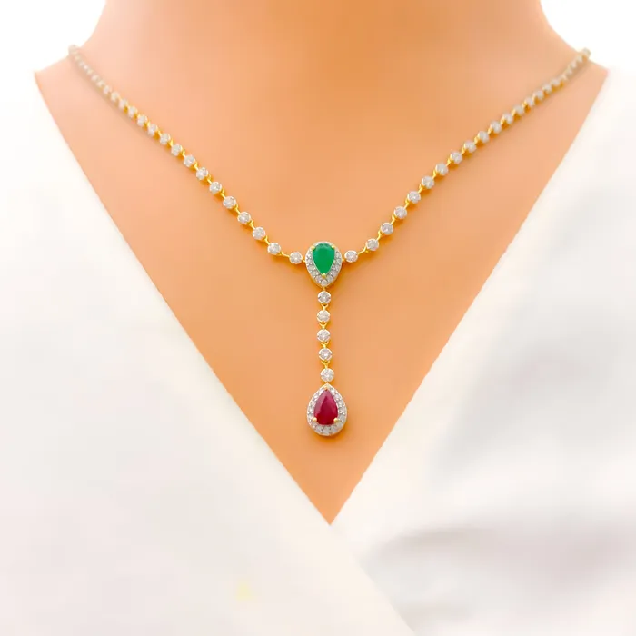 Andaaz Jewelers PreStyled Sets Chic Vibrant Drop Diamond 18k Gold Set
