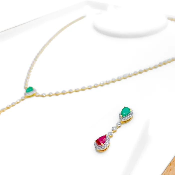 Andaaz Jewelers PreStyled Sets Chic Vibrant Drop Diamond 18k Gold Set