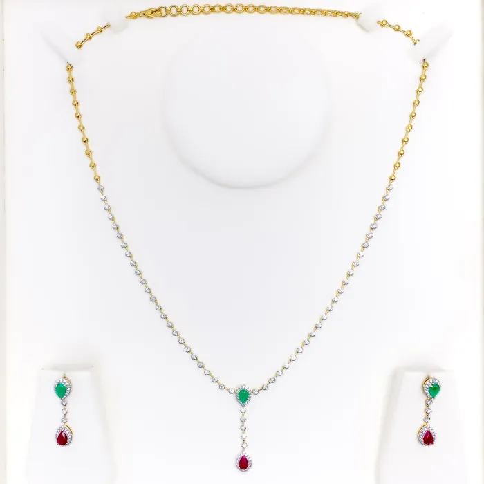 Andaaz Jewelers PreStyled Sets Chic Vibrant Drop Diamond 18k Gold Set