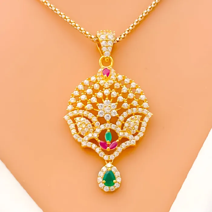 Andaaz Jewelers PreStyled Sets Dressy Gorgeous 22k Gold CZ Pendant