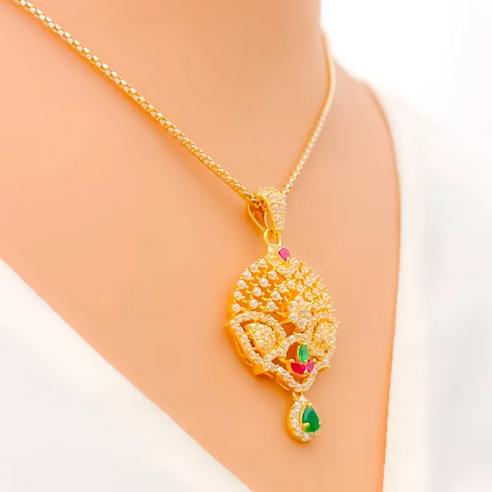 Andaaz Jewelers PreStyled Sets Dressy Gorgeous 22k Gold CZ Pendant