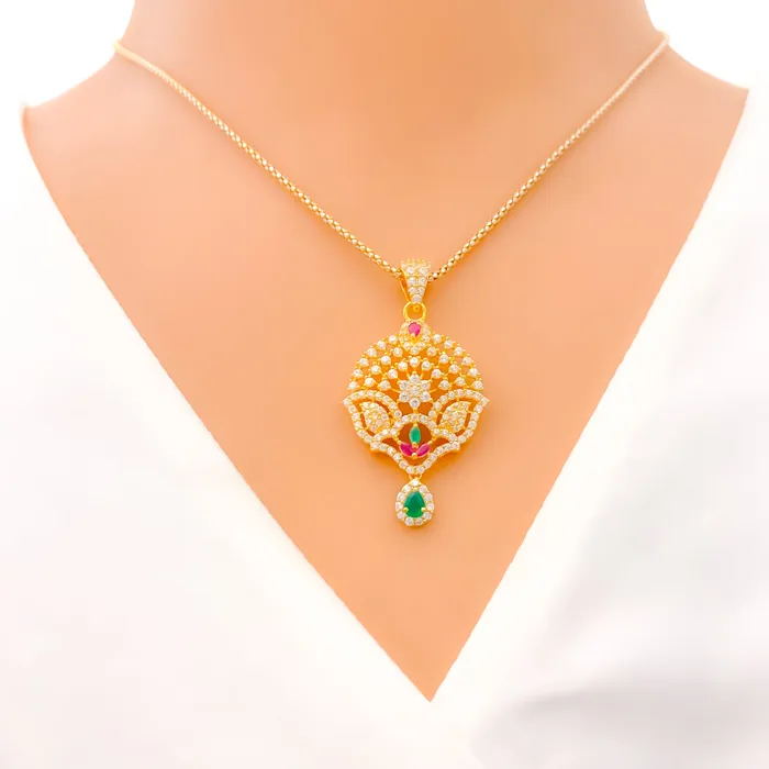 Andaaz Jewelers PreStyled Sets Dressy Gorgeous 22k Gold CZ Pendant