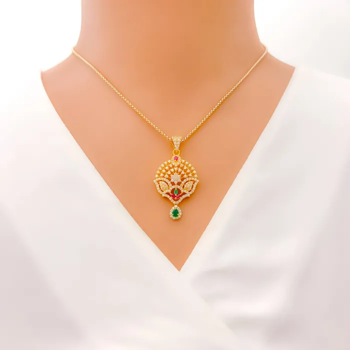 Andaaz Jewelers PreStyled Sets Dressy Gorgeous 22k Gold CZ Pendant