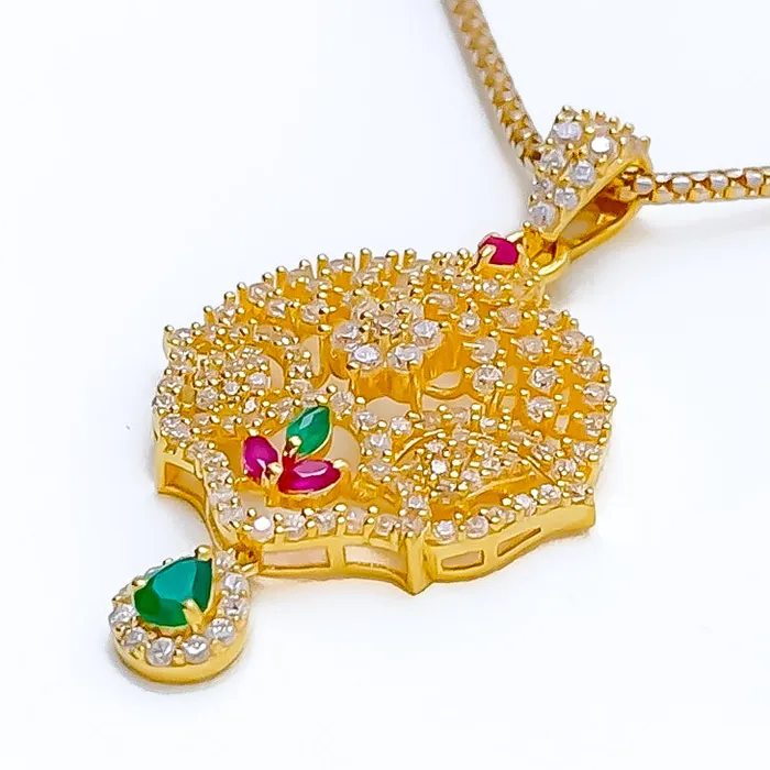 Andaaz Jewelers PreStyled Sets Dressy Gorgeous 22k Gold CZ Pendant