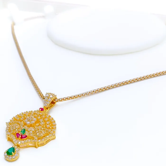 Andaaz Jewelers PreStyled Sets Dressy Gorgeous 22k Gold CZ Pendant