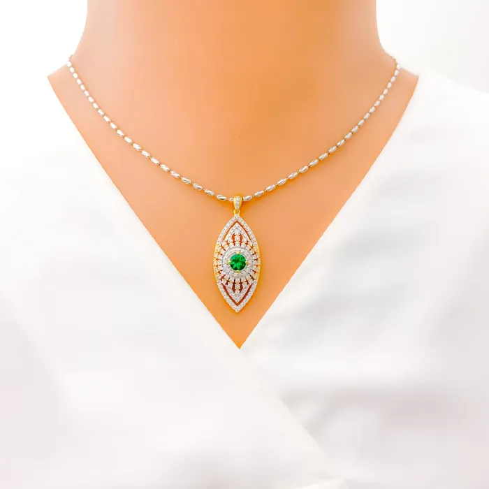 Andaaz Jewelers PreStyled Sets Elevated Marquise Drop Diamond 18k Gold Pendant Set