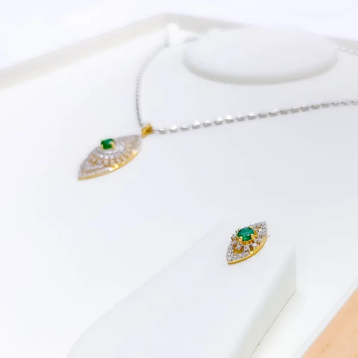 Andaaz Jewelers PreStyled Sets Elevated Marquise Drop Diamond 18k Gold Pendant Set