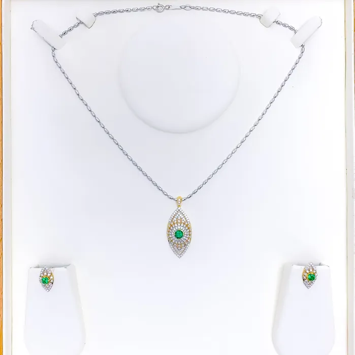 Andaaz Jewelers PreStyled Sets Elevated Marquise Drop Diamond 18k Gold Pendant Set