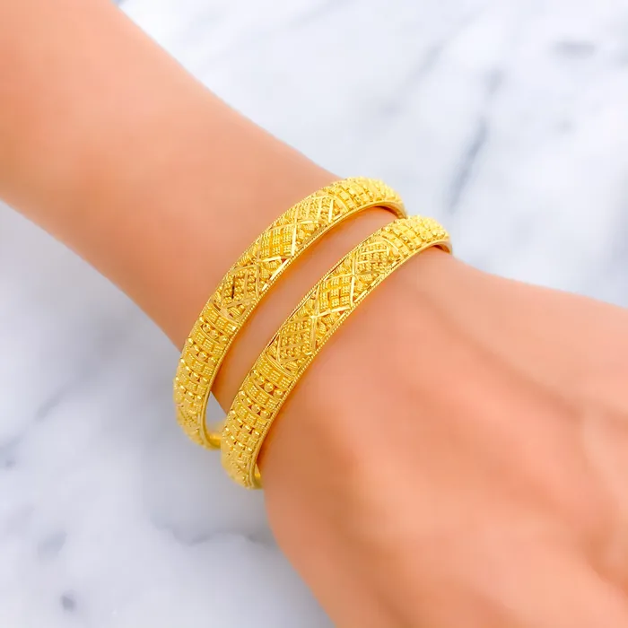 Andaaz Jewelers PreStyled Sets Flawless Ornamental 22k Gold Bangle Pair