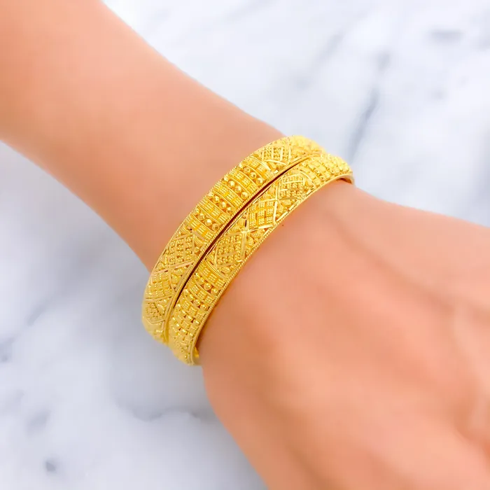 Andaaz Jewelers PreStyled Sets Flawless Ornamental 22k Gold Bangle Pair