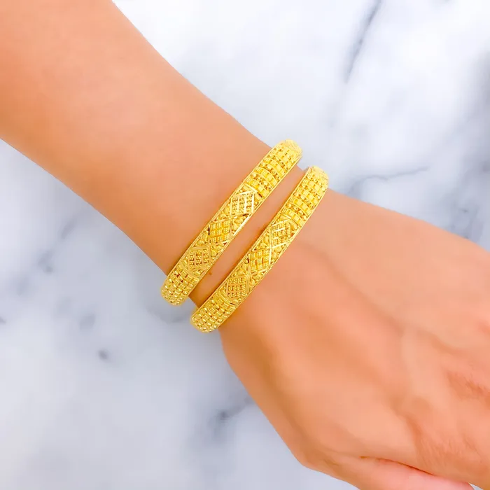 Andaaz Jewelers PreStyled Sets Flawless Ornamental 22k Gold Bangle Pair