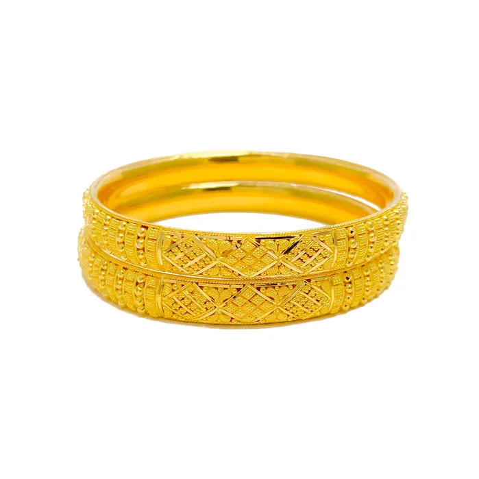 Andaaz Jewelers PreStyled Sets Flawless Ornamental 22k Gold Bangle Pair