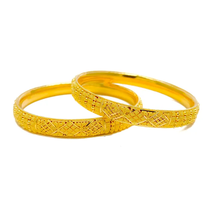 Andaaz Jewelers PreStyled Sets Flawless Ornamental 22k Gold Bangle Pair