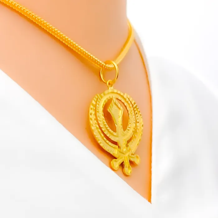 Andaaz Jewelers PreStyled Sets Glistening Khanda 22k Gold Pendant