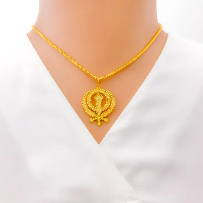 Andaaz Jewelers PreStyled Sets Glistening Khanda 22k Gold Pendant
