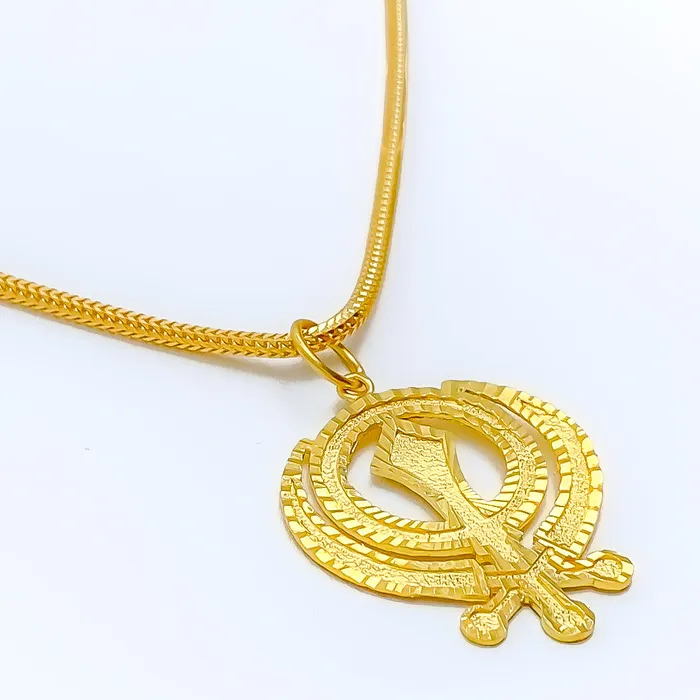 Andaaz Jewelers PreStyled Sets Glistening Khanda 22k Gold Pendant