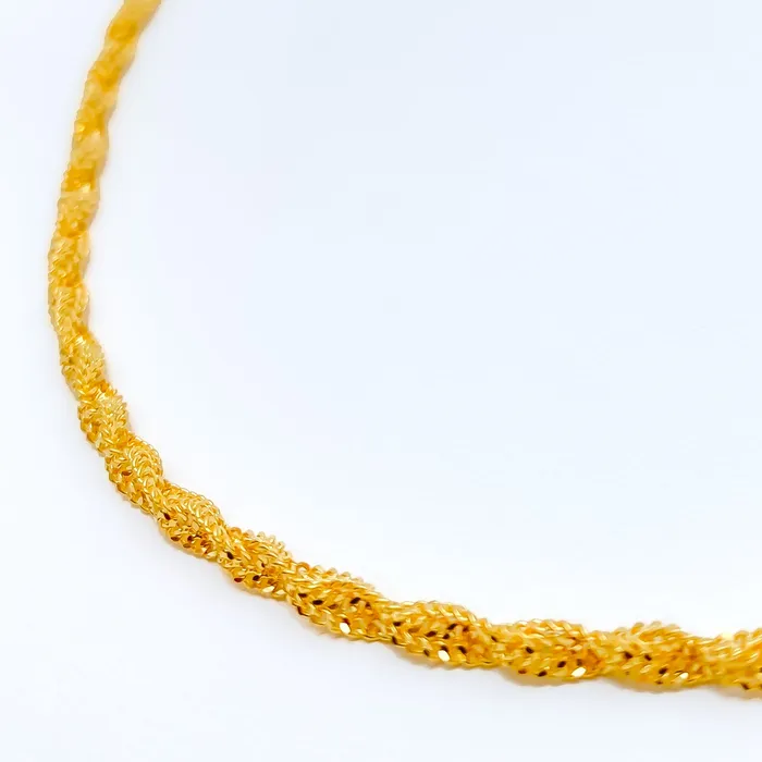 Andaaz Jewelers PreStyled Sets Reflective Twisted Braid 22K Gold Chain 16