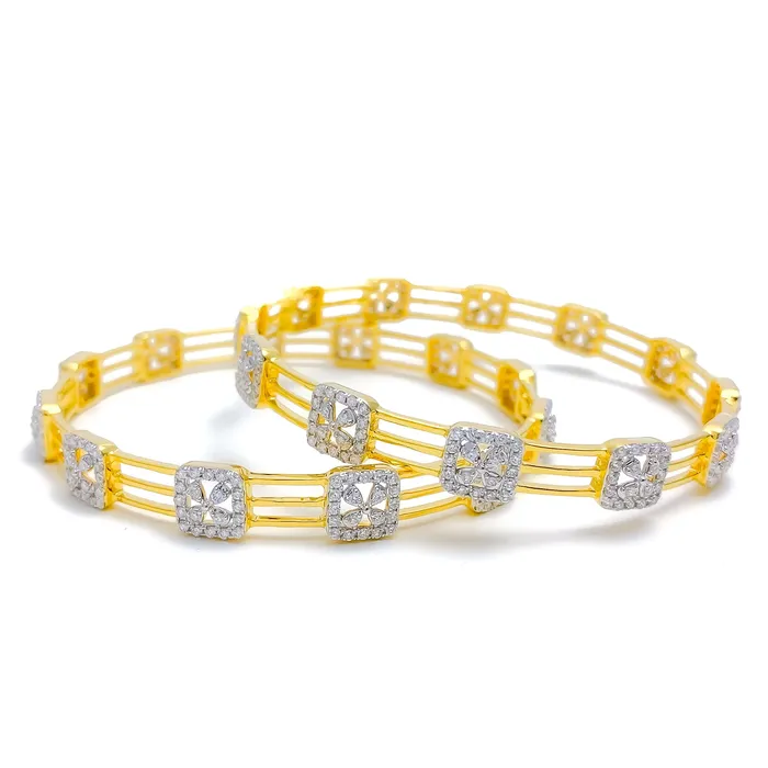 Andaaz Jewelers PreStyled Sets Timeless Floral Diamond 18k Gold Bangle