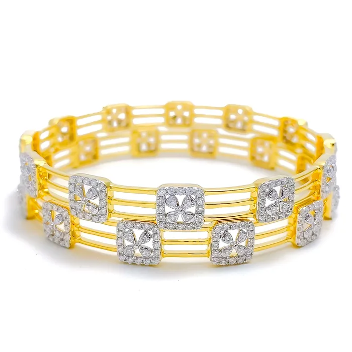 Andaaz Jewelers PreStyled Sets Timeless Floral Diamond 18k Gold Bangle