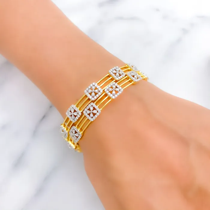 Andaaz Jewelers PreStyled Sets Timeless Floral Diamond 18k Gold Bangle