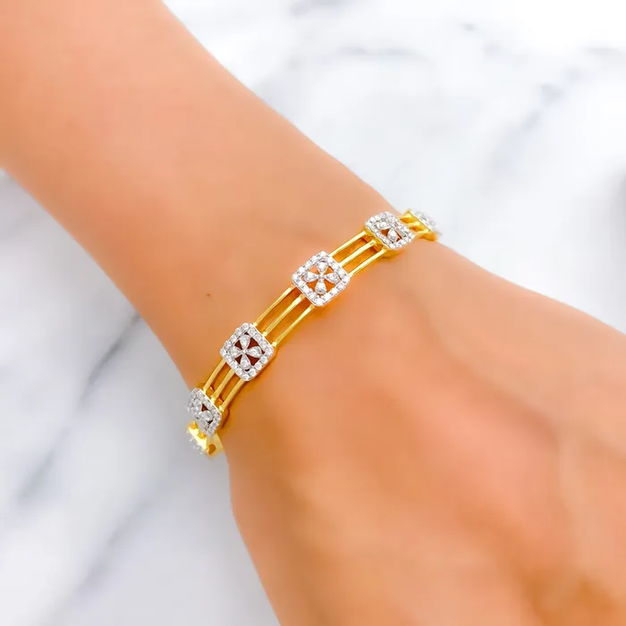 Andaaz Jewelers PreStyled Sets Timeless Floral Diamond 18k Gold Bangle