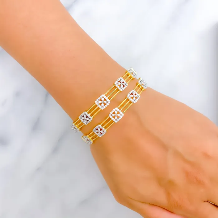 Andaaz Jewelers PreStyled Sets Timeless Floral Diamond 18k Gold Bangle