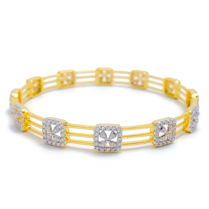 Andaaz Jewelers PreStyled Sets Timeless Floral Diamond 18k Gold Bangle