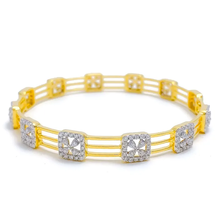 Andaaz Jewelers PreStyled Sets Timeless Floral Diamond 18k Gold Bangle
