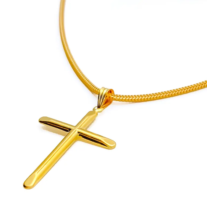 Andaaz Jewelers Radiant Delightful 22k Gold Cross Pendant Necklaces