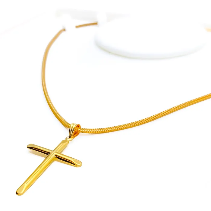 Andaaz Jewelers Radiant Delightful 22k Gold Cross Pendant Necklaces