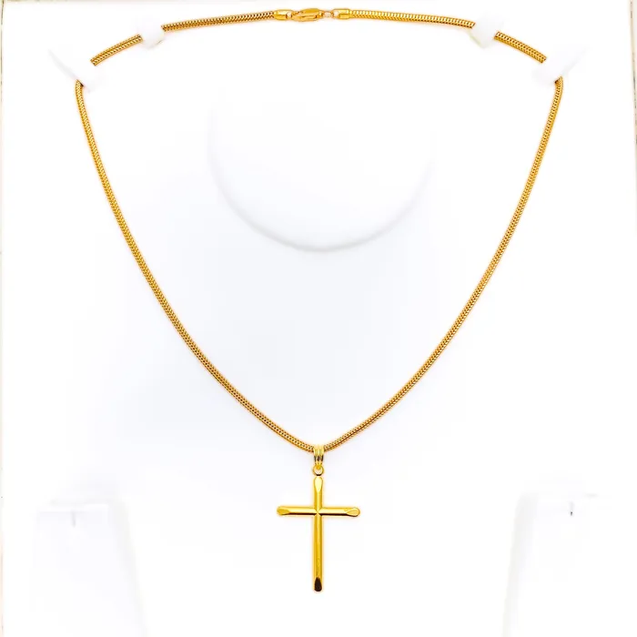 Andaaz Jewelers Radiant Delightful 22k Gold Cross Pendant Necklaces