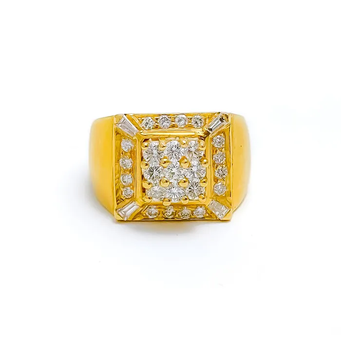 Andaaz Jewelers Rings Elevated Regal Mens Diamond 18k Gold Ring