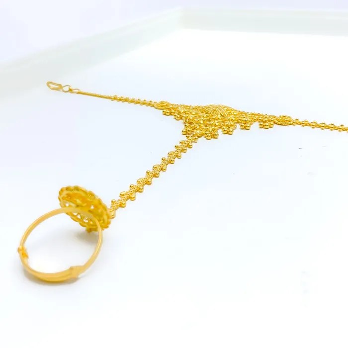 Andaaz Jewelers Rings Traditional Tasseled 22K Gold Ring Panchangala