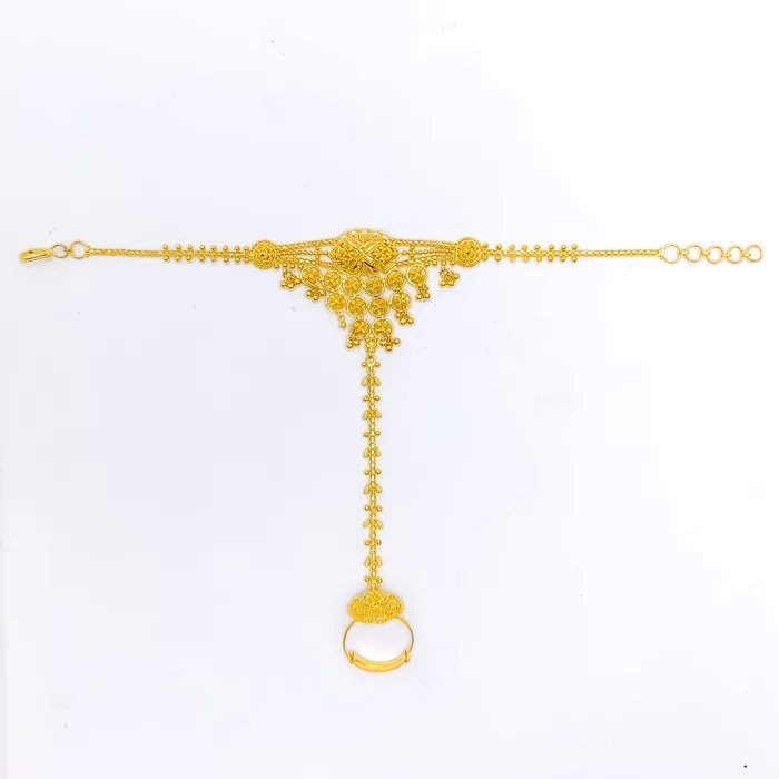 Andaaz Jewelers Rings Traditional Tasseled 22K Gold Ring Panchangala