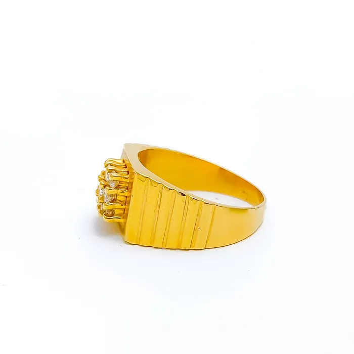Andaaz Jewelers Stately Striped Mens Diamond 18k Gold Ring Rings