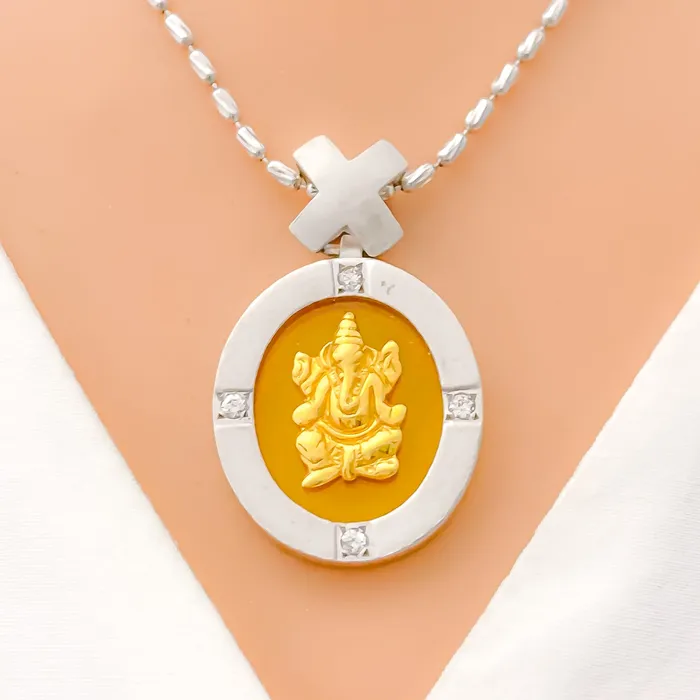Andaaz Jewelers WHITE GOLD GANESH 22k Gold PENDANT PreStyled Sets