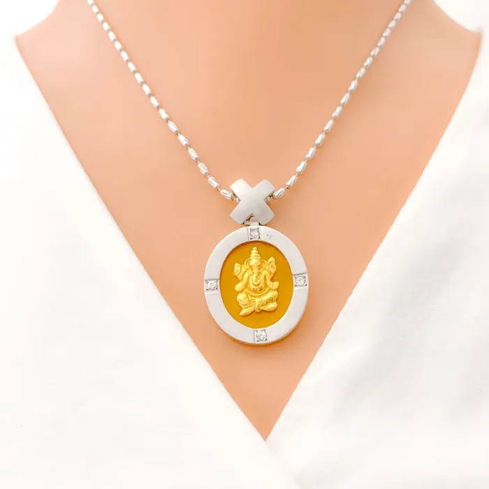 Andaaz Jewelers WHITE GOLD GANESH 22k Gold PENDANT PreStyled Sets