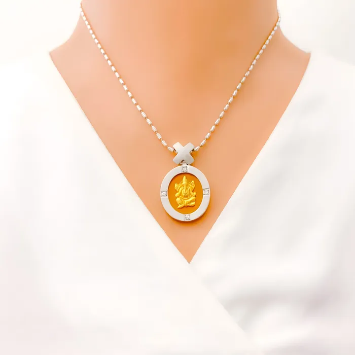 Andaaz Jewelers WHITE GOLD GANESH 22k Gold PENDANT PreStyled Sets