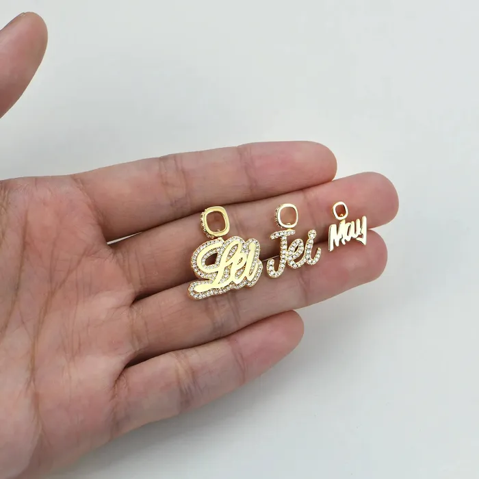 Aporro Brand Micro Custom 10K Solid Gold Font Pendant Necklace Necklaces
