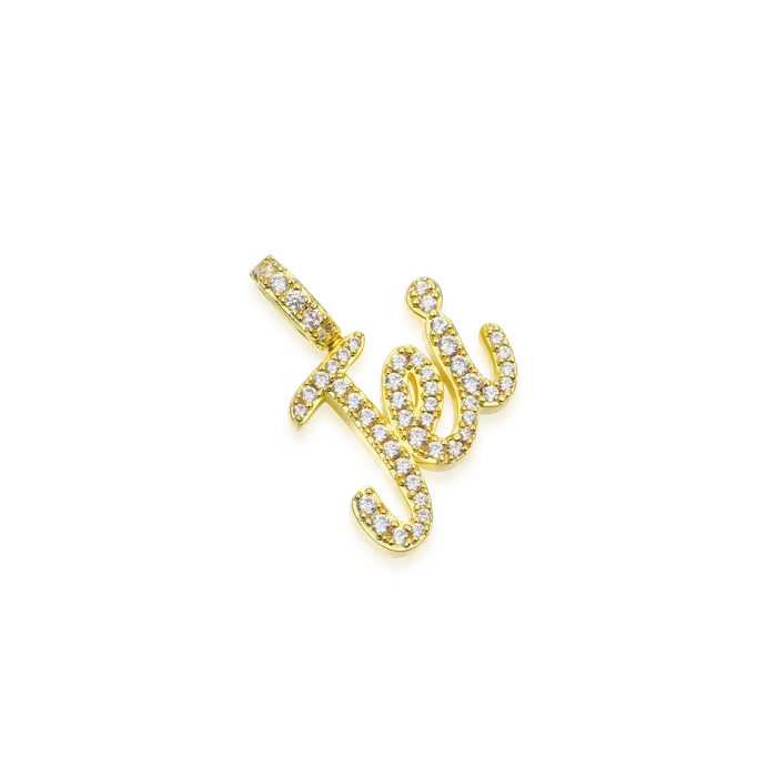 Aporro Brand Micro Custom 10K Solid Gold Font Pendant Necklace Necklaces