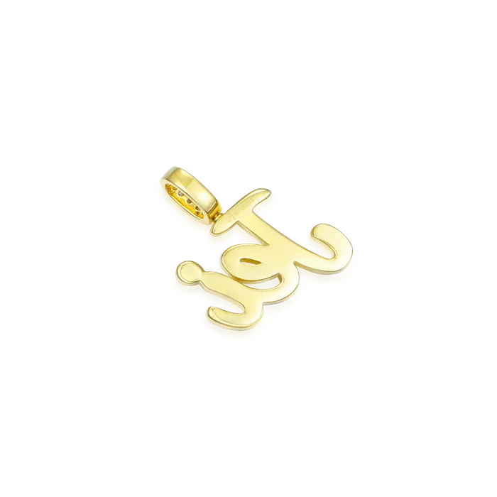 Aporro Brand Micro Custom 10K Solid Gold Font Pendant Necklace Necklaces
