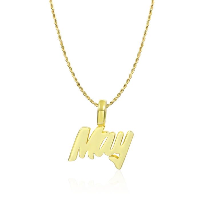 Aporro Brand Micro Custom 10K Solid Gold Font Pendant Necklace Necklaces